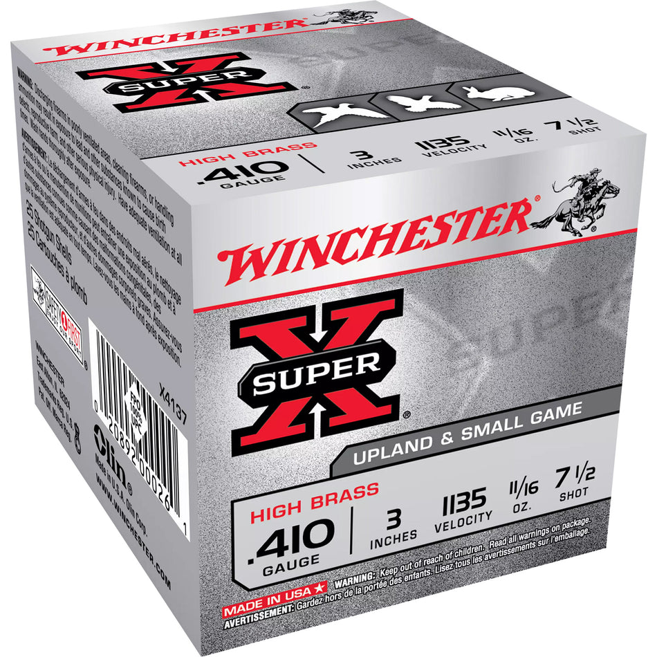 Winchester Super-X Upland HIGH BRASS Heavy Game Load .410 Bore 3 in / 3 in #7.5 11/16 oz