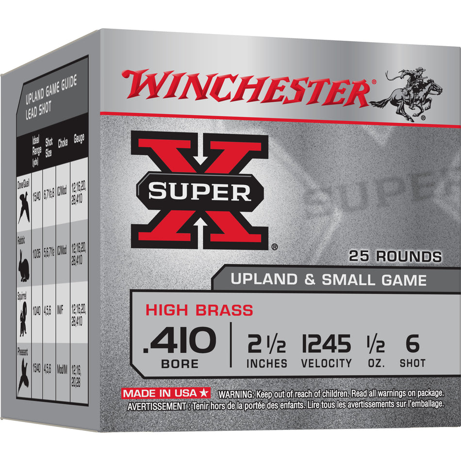 Winchester Super X HIGH BRASS Heavy Game Load .410 Bore 2.5 in / 2.5 in #6 1/2 oz