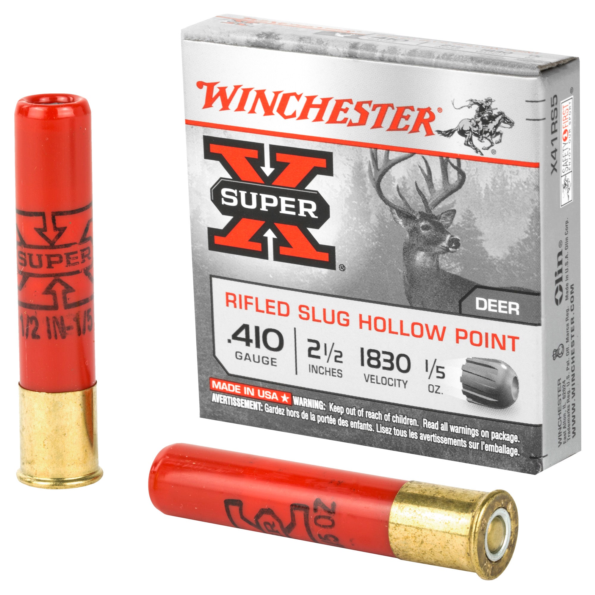 Winchester Super-X Hollow Point Rifled Slug .410 Bore 2.5 in / 2.5 in Slug 1/5 oz