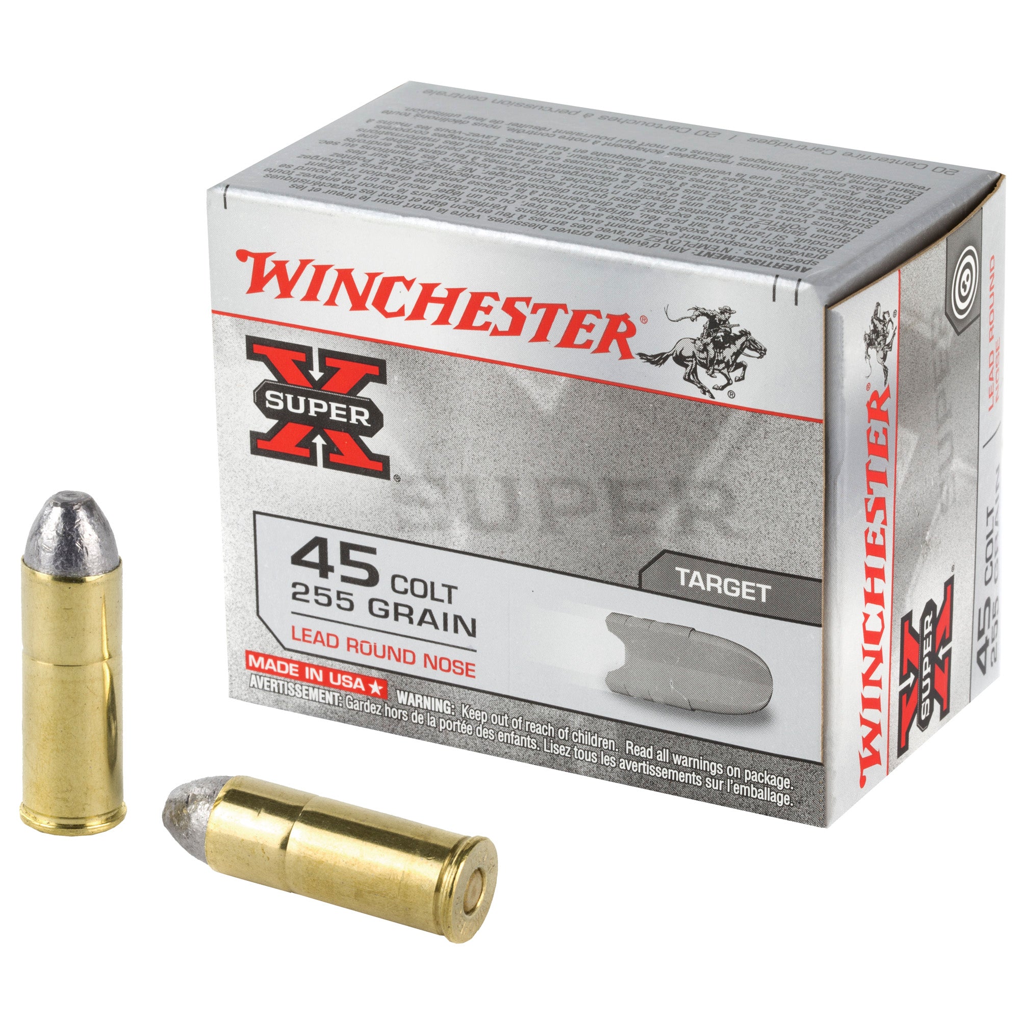 Winchester X45CP2 Super X Lead Round Nose LRN 255 Grain .45 Long Colt
