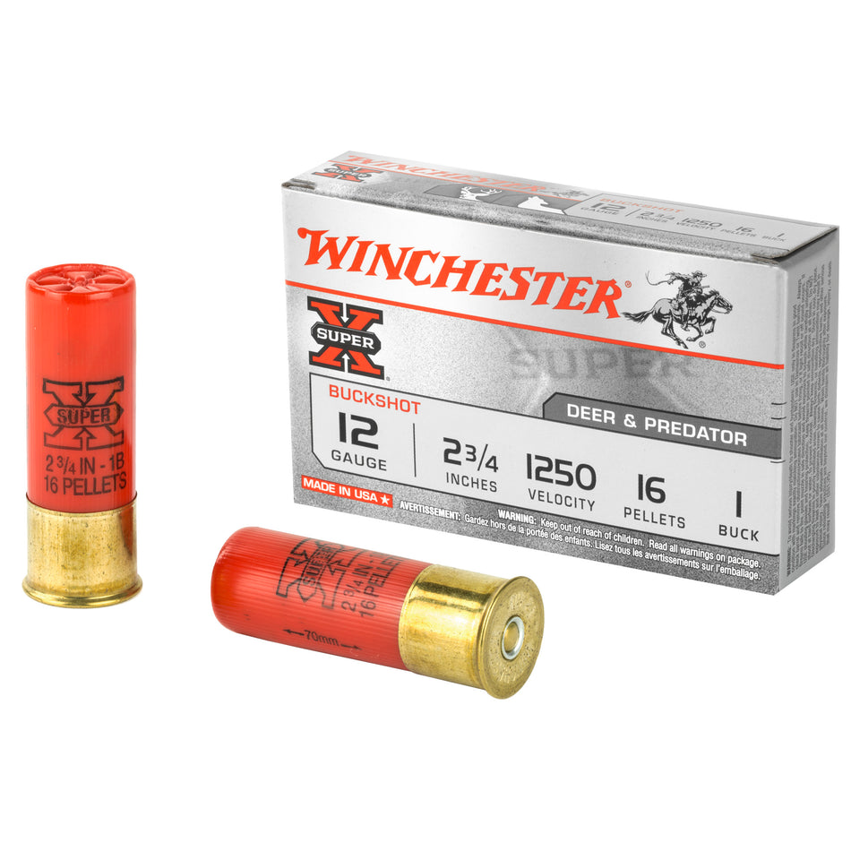 Winchester Super-X 16 Pellets 12 Gauge 2.75 in / 2.75 in #1 Buck 1-3/5 oz