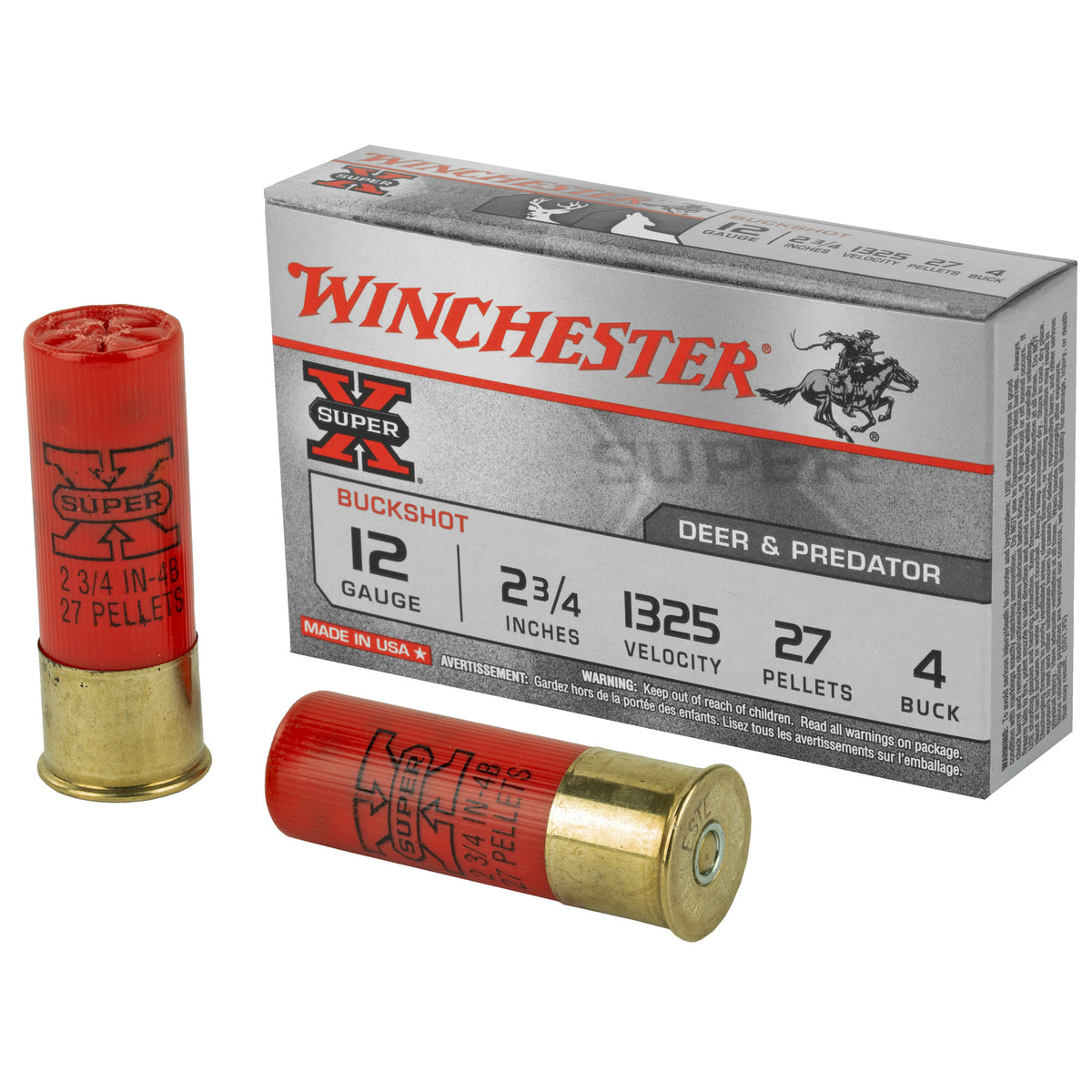 Winchester 12 Gauge XB124 Super X Buckshot 2.75" 4 Buck Shot