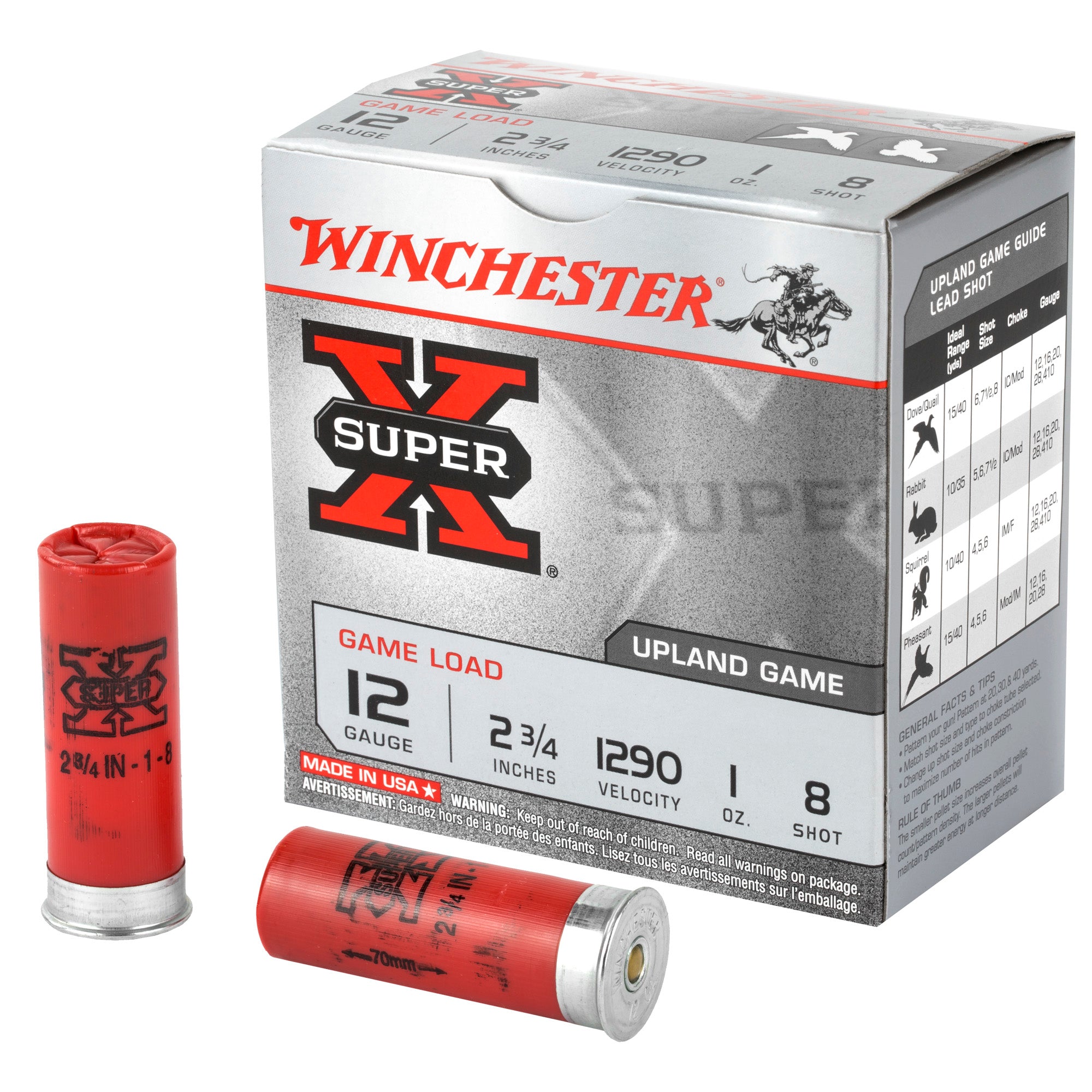 Winchester Super-X Game Load 12 Gauge (12 ga.) 2.75 in. 1 oz. 8 Shot 25 rd.