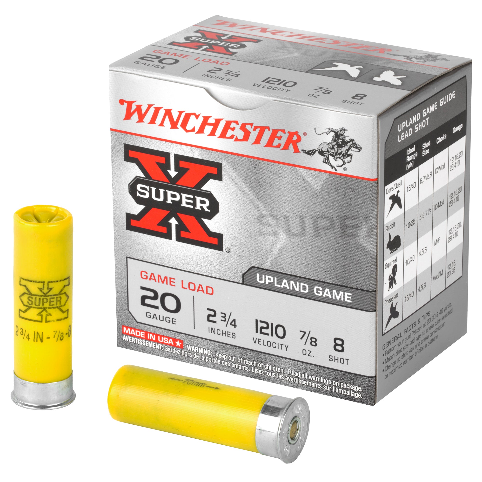 Winchester 20 Gauge 2 3/4" 7/8 oz #8 Super-X Shot Shells