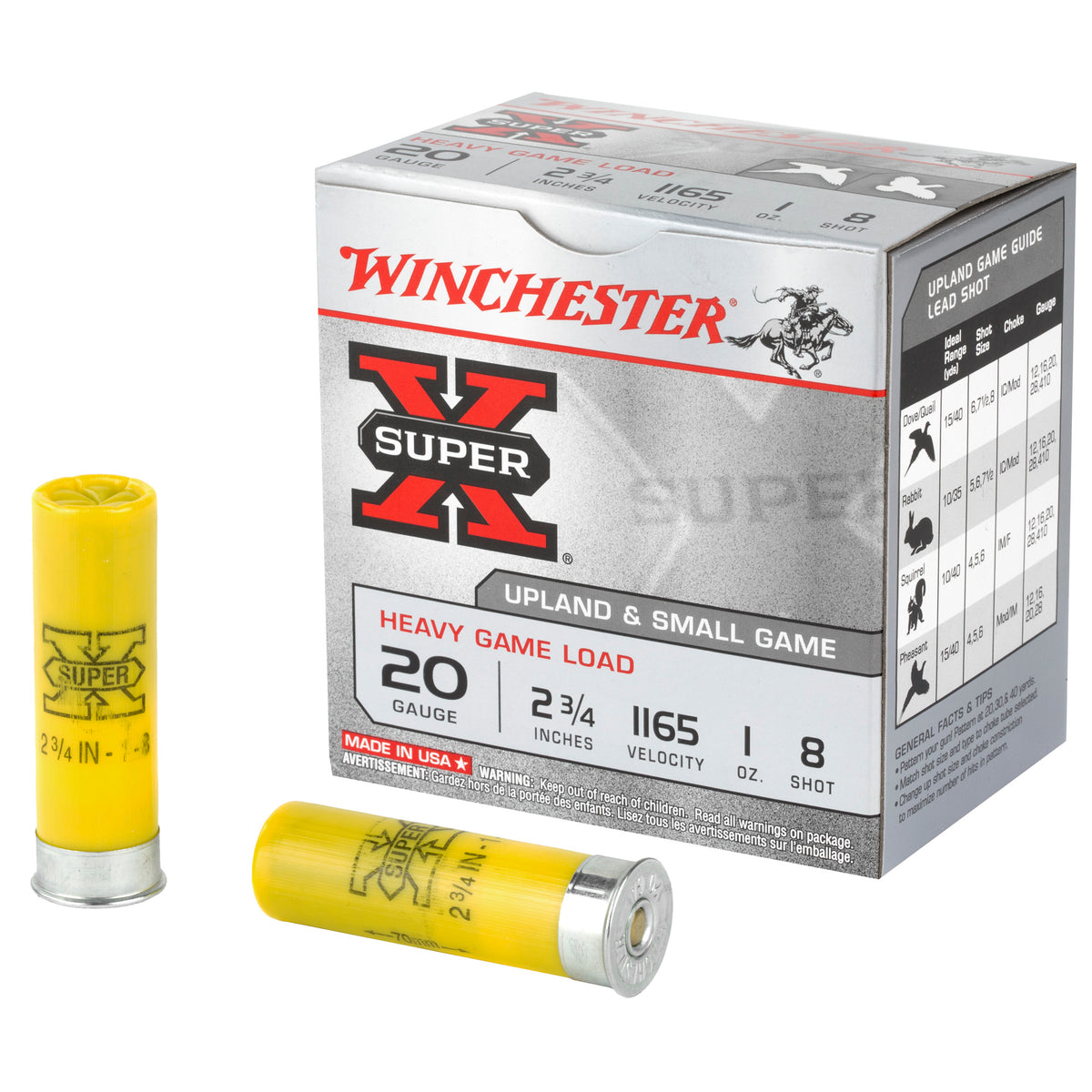 Winchester Super X Heavy Game Load 20 Gauge 2.75 in / 2.75 in #8 1 oz