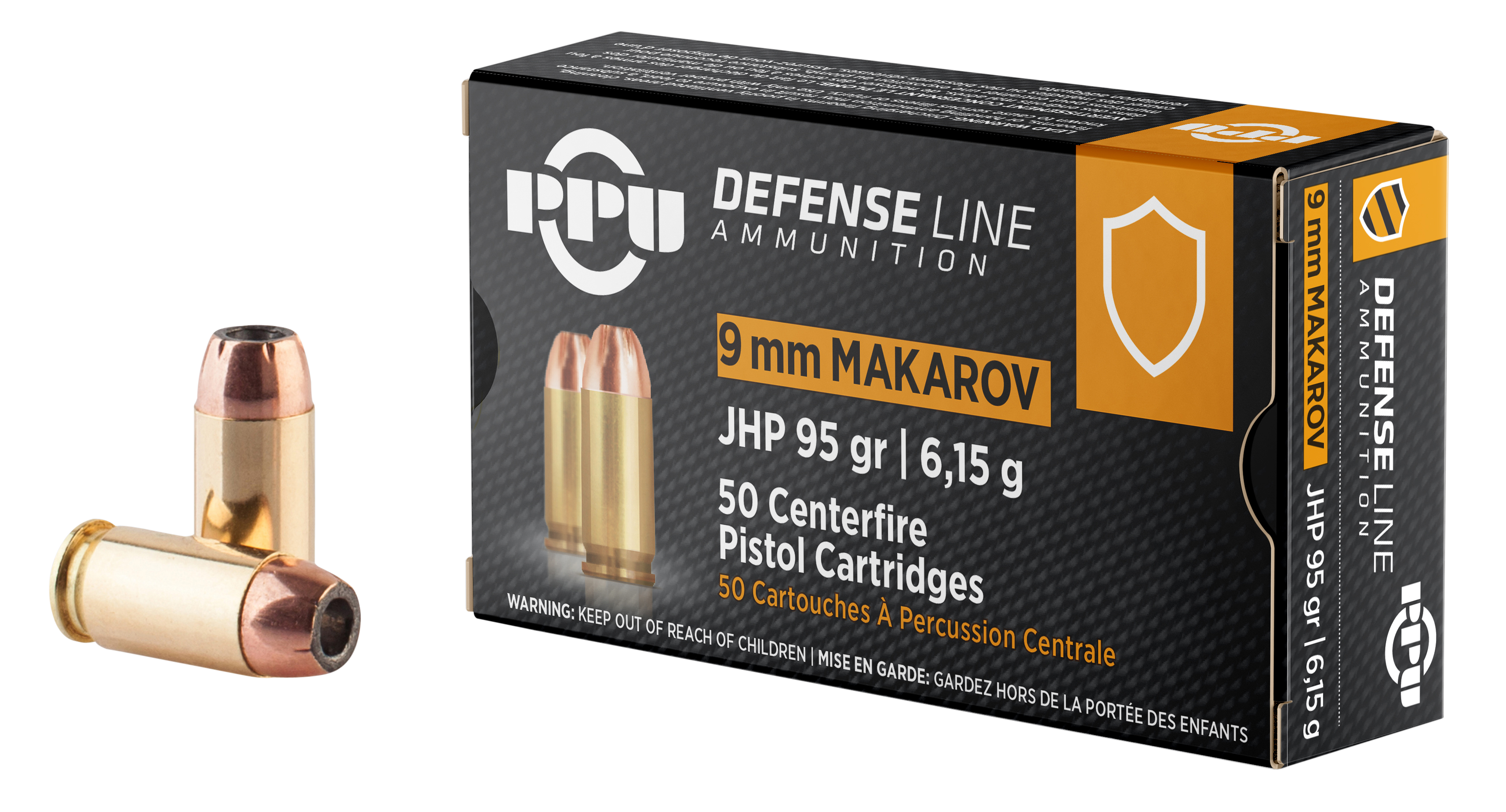 PPU PPD9M Defense Handgun 9x18 Makarov 95 gr Jacketed Hollow Point (JHP) 50 Per Box/ 20 Cs