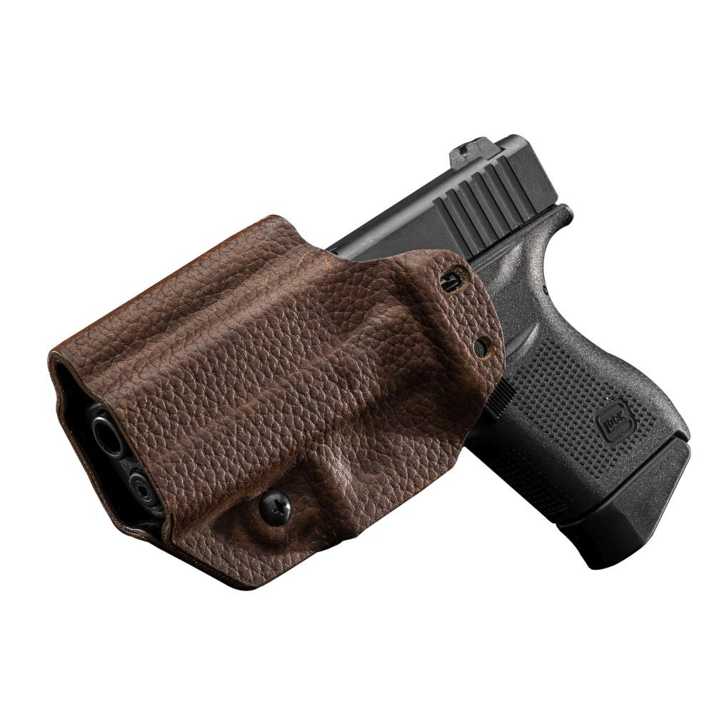 Mission First Tactical Leather Hybrid IWB/OWB Holster for Glock 43/43X Brown Ambidextrous