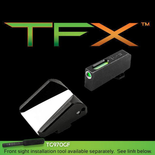 Truglo TFX Tritium Fiber Optic Sights for Glock (Except 42/43 & MOS) - F.A.S.T Rear & TFX Front White