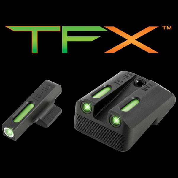 Truglo TFX Tritium/Fiber-Optic Day/Night Sights for Novak LoMount - 1911 5" Gov't 9mm/.40 S&W White Outline
