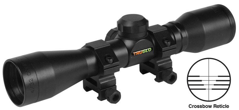 Truglo 4x32mm Compact Crossbow Scope Crossbow Reticle with Weaver Rings Black