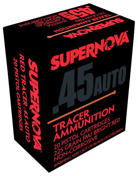 Supernova .45 ACP/Auto PMSN45ACR Red Tracer Non Corrosive Full Metal Jacket FMJ 225 Grain