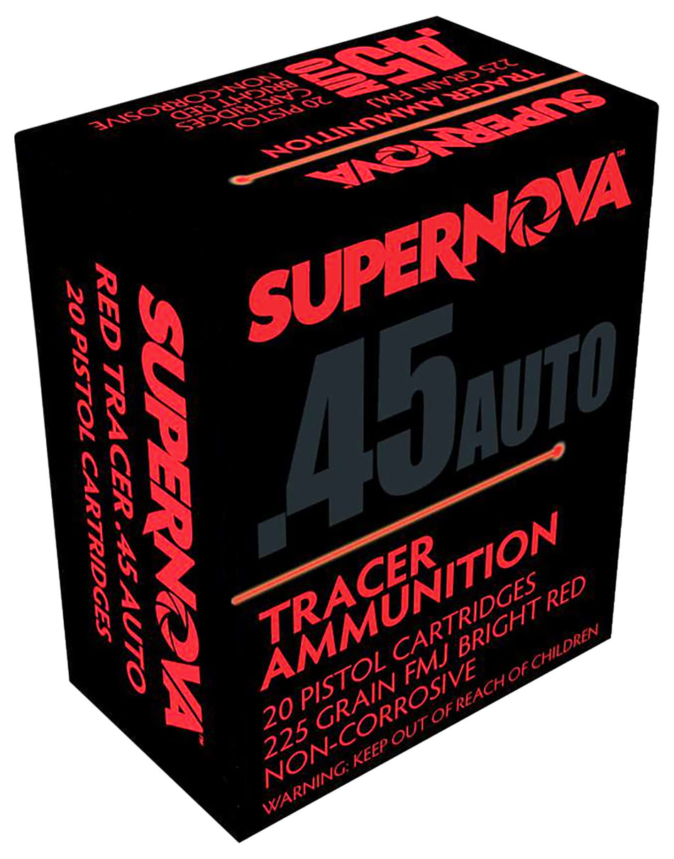 Supernova .45 ACP/Auto PMSN45ACR Red Tracer Non Corrosive Full Metal Jacket FMJ 225 Grain