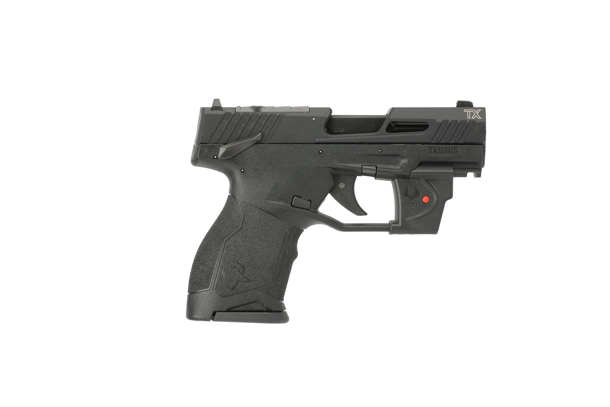 Taurus 1-TX22131VL TX22C Compact Frame 22 LR 13+1 SAO 3.60" Matte Black Steel Threaded Barrel, Black Anodized Optic Ready/Serrated Slide, Black Polymer Frame w/Picatinny Rail, Viridian Laser
