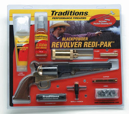 Traditions 1851 Navy Redi-Pak Black Powder Revolver .44 Cal 7.375" Blued Barrel Walnut Grip