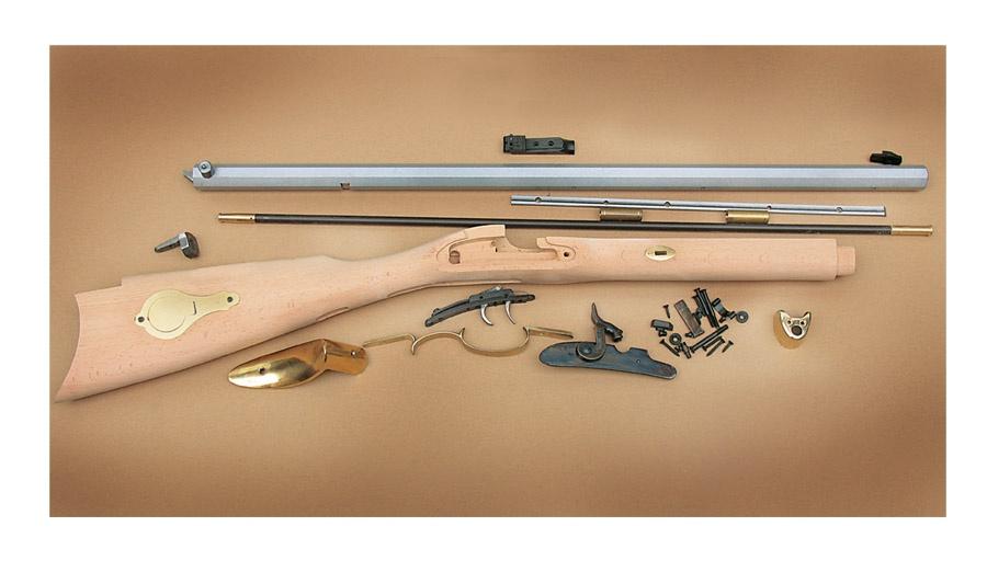 Traditions St. Louis Hawken Rifle Build-It-Yourself Kit .50 Cal 28" White Barrel Raw Hardwood