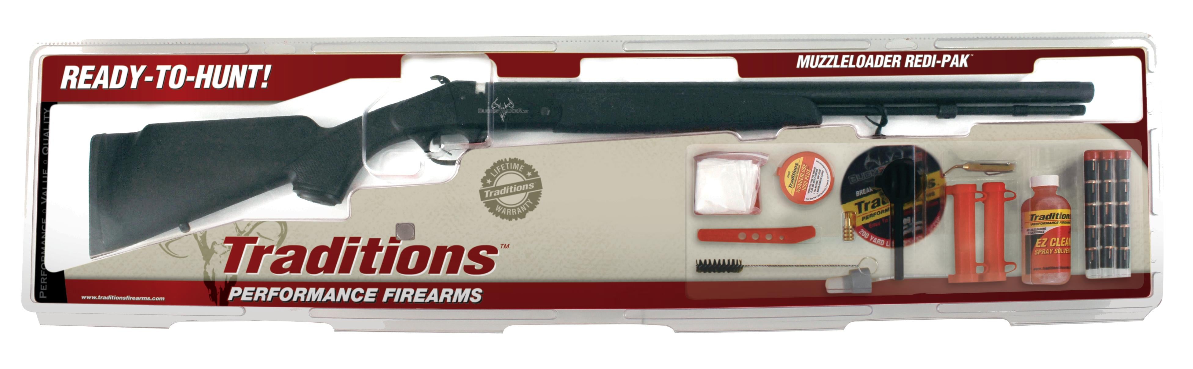 Traditions Redi-Pak Buckstalker XT Muzzleloader .50 Cal Black Blued with Accessories