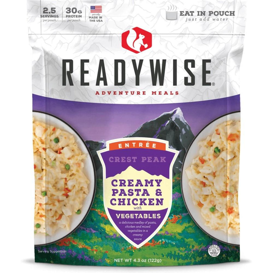 Readywise Crest Peak Creamy Pasta & Chicken Freeze-Dried Meal Pouch 4.3 oz