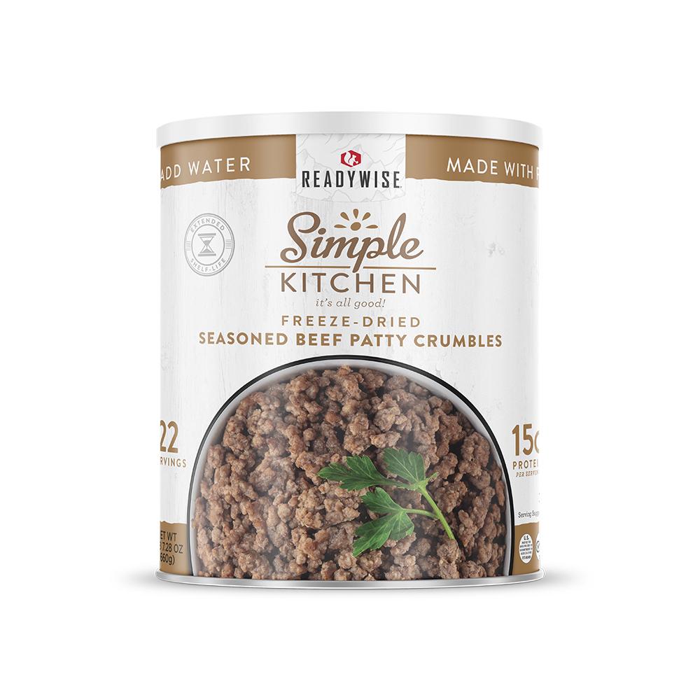 Readywise Simple Kitchen Freeze-Dried Seasoned Beef Patty Crumbles - 22 Serving Can