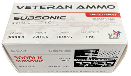 Veteran Ammo 300 Blackout 220 Grain SubSonic Full Metal Jacket(FMJ)