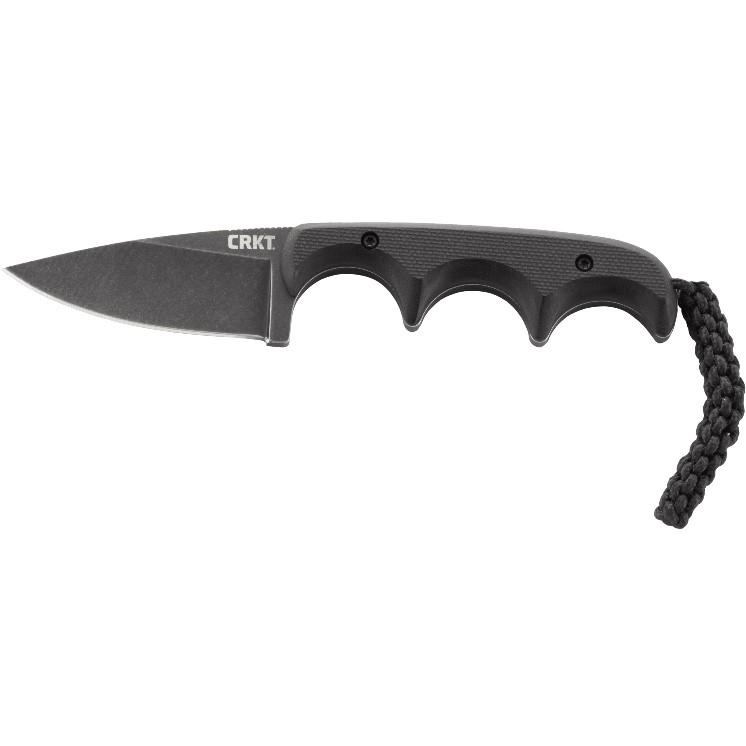 CRKT Minimalist Black Fixed Blade Neck Knife 2-1/8" Drop Point Black