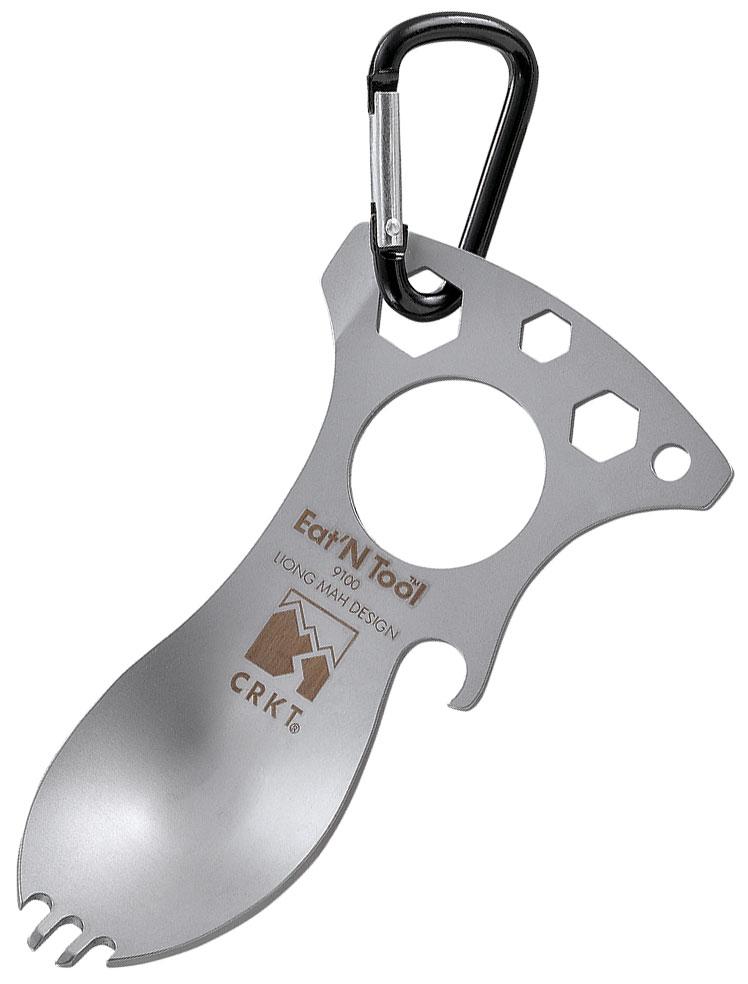 CRKT Eat N Tool Outdoor Multi-Tool - Spoon Fork Bottle Opener Wrenches Carabiner Bead Blast