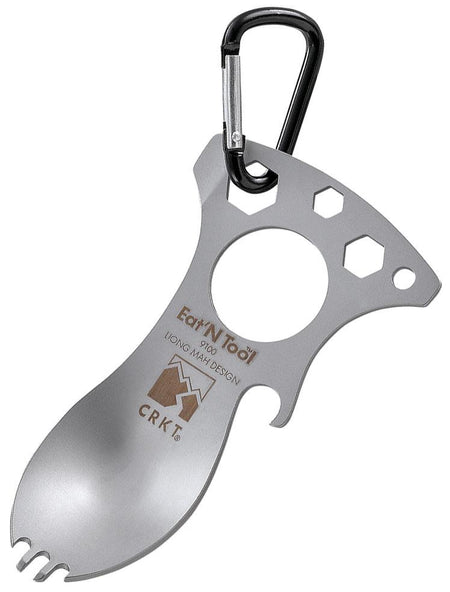 CRKT Eat N Tool Outdoor Multi-Tool - Spoon Fork Bottle Opener Wrenches Carabiner Bead Blast