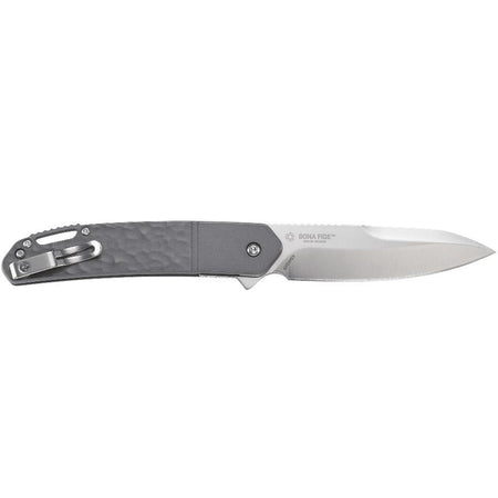 CRKT Bona Fide Folding Knife 3 3/5" Grey Blade Silver Handle