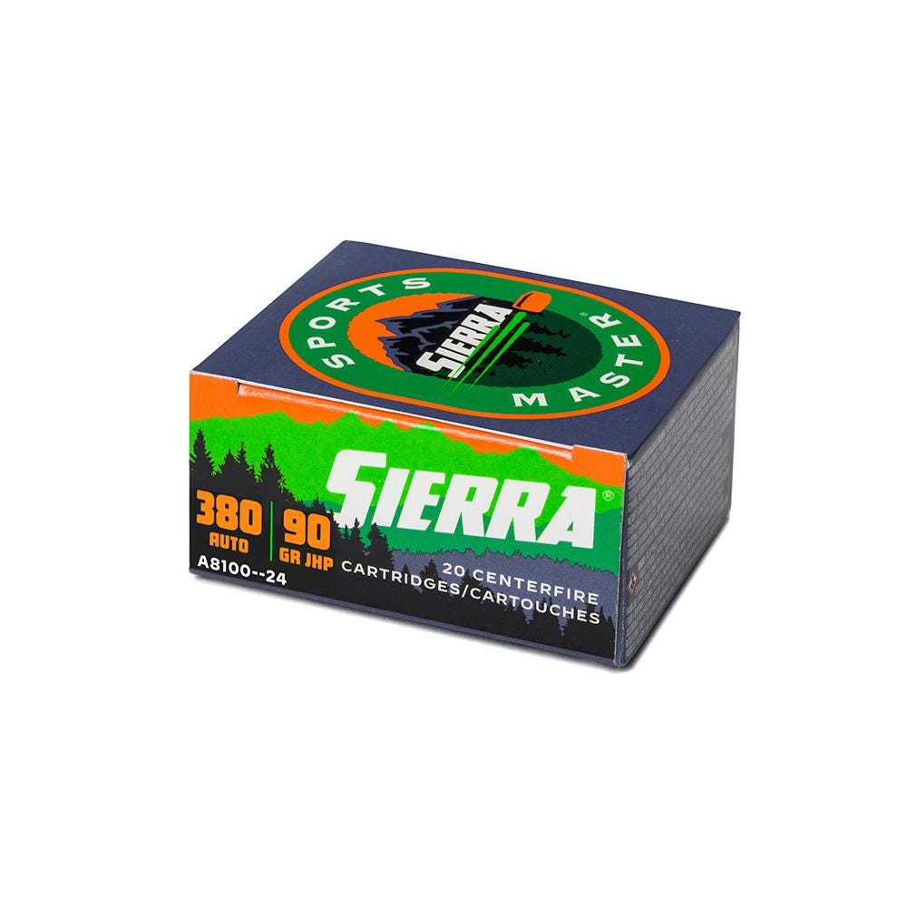 Sierra Sports Master 380 ACP Ammo 90 Grain Jacketed Hollow Point (JHP)