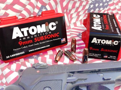 Atomic 438 Subsonic Bonded Match Hollow Point  147 Grain 9mm Luger/Parabellum
