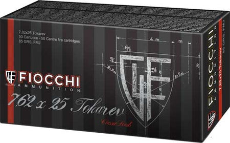 Fiocchi 762TOK Heritage Full Metal Jacket FMJ 88 Grain 7.62x25mm Tokarev