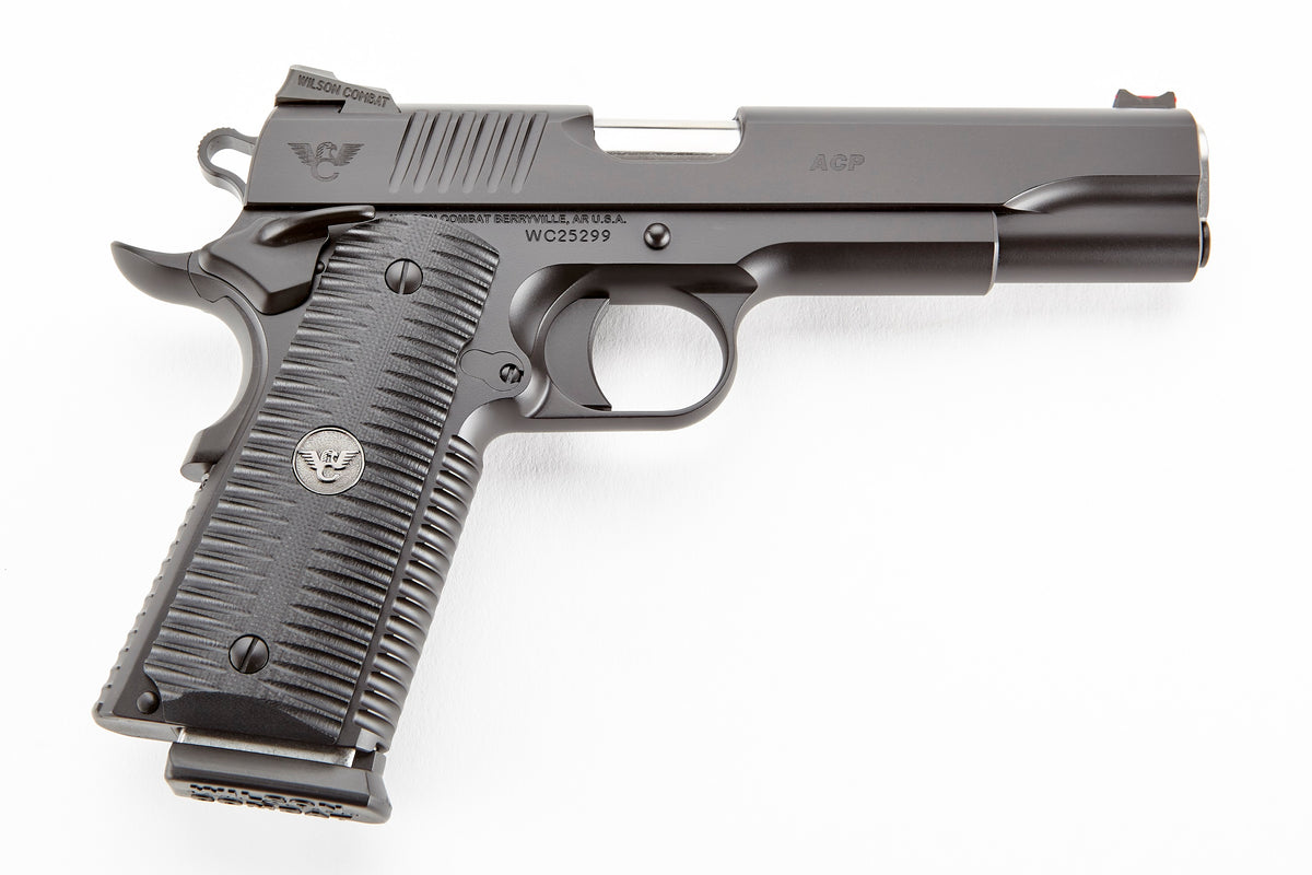 Wilson Combat ACPFS45A ACP Full-Size SAO 45 ACP 5" 8+1 Black Armor-Tuff Carbon Steel Frame/Slide Black G10 Eagle Claw Grips Ambi Thumb Safety