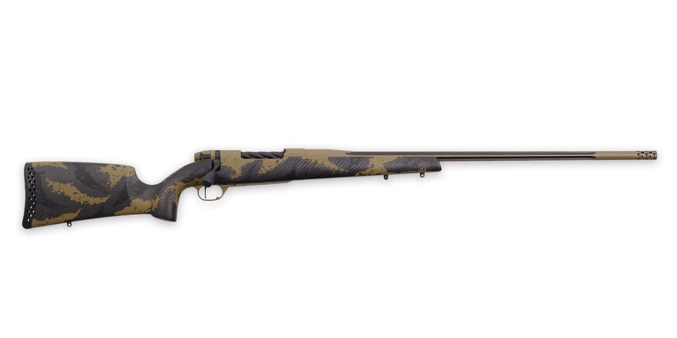 Weatherby MAX01N7MMPR8B Mark V Apex 7mm PRC 3+1 26" Graphite Black & Tan Cerakote Fluted Threaded Barrel, Tan Cerakote Steel Drilled & Tapped Receiver, Carbon Fiber w/Brown & Tan Sponge Accents Fixed