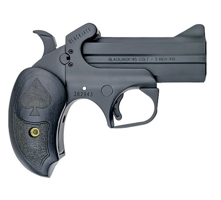 Bond Arms BABJ Black Jack 45 Colt (LC) 410 Gauge 2rd Shot 3.50" Black Black Steel Frame Black Ash Grips Features Silver Spade Above Hinge