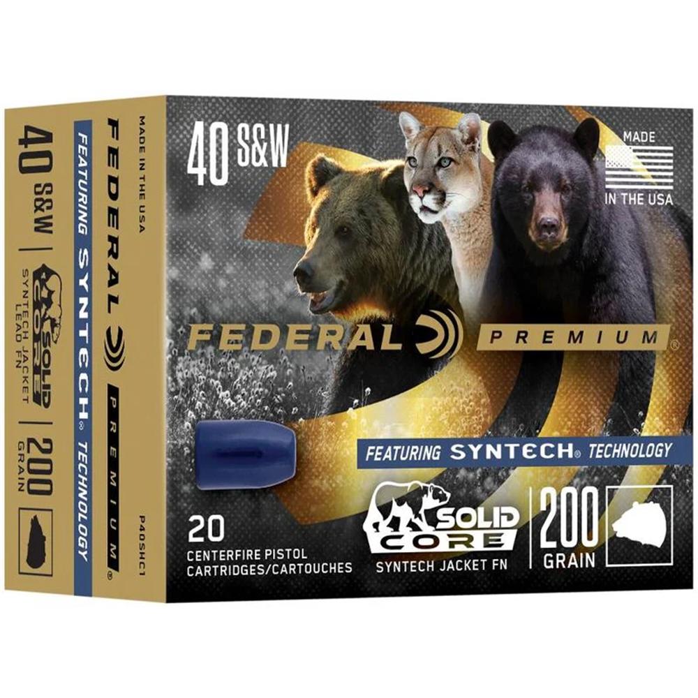 Federal P40SHC1 Premium Solid Core Synthetic Flat Nose 165 Grain .40 S&W 1000 FPS