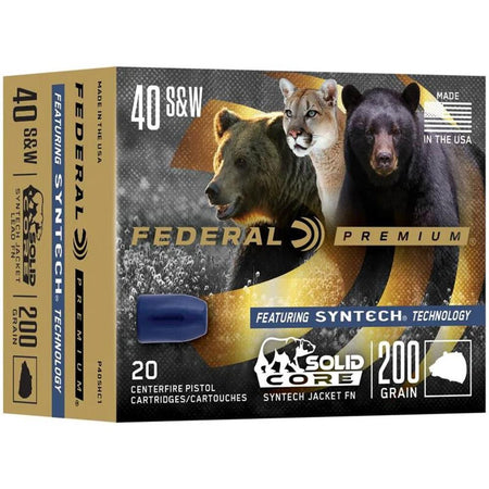 Federal P40SHC1 Premium Solid Core Synthetic Flat Nose 165 Grain .40 S&W 1000 FPS