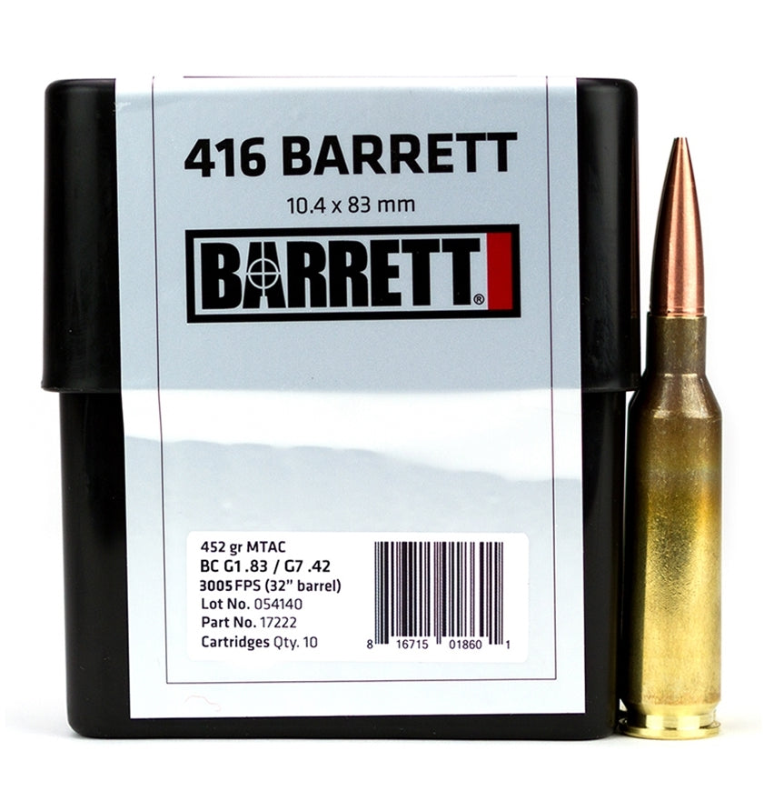 Barrett Firearms Match Grade .416 Barrett 452 gr Solid ammo