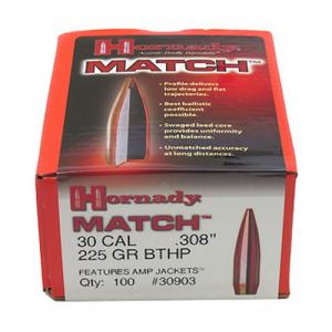 Hornady 30 Cal 225 Grain Boat Tail HP MT Bullets