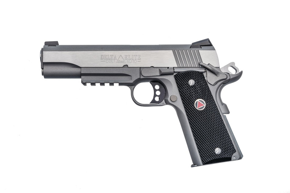 Colt Mfg O2020RG Delta Elite 10mm Auto 8+1 5" Steel Barrel, Stainless Steel Serrated Slide & Frame w/Picatinny Rail, Black Polymer w/Delta Medallions Grips, Ambidextrous