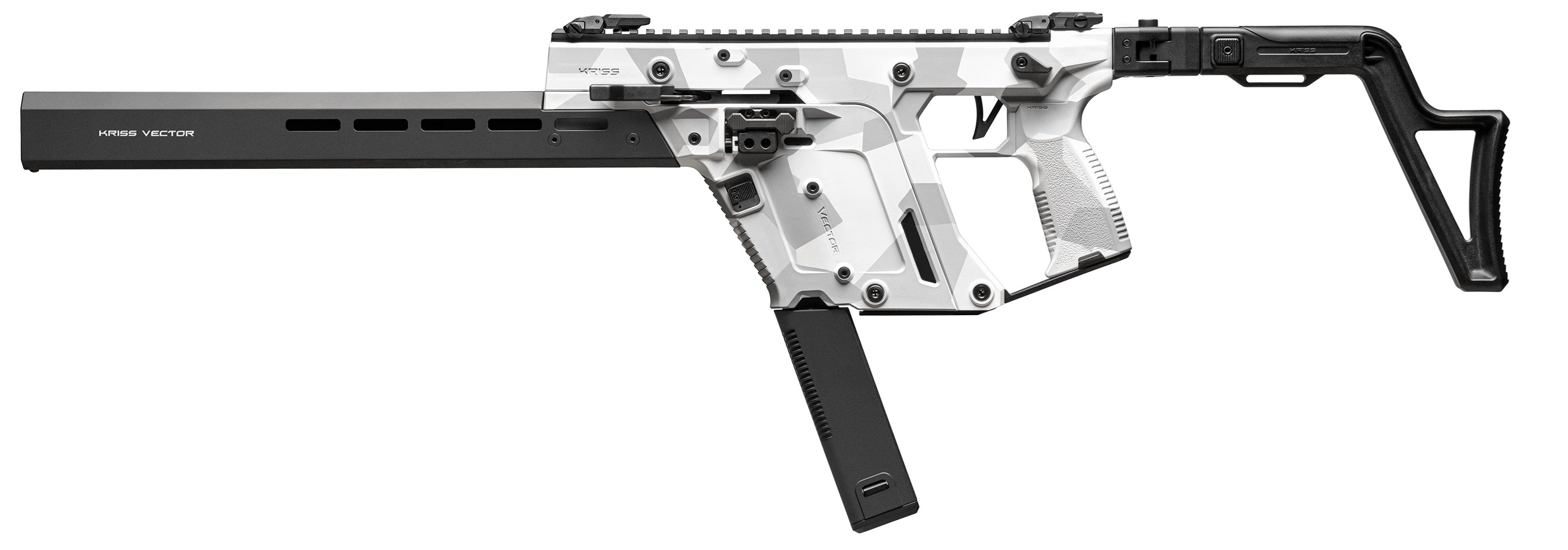 Kriss USA KV103CAD00 Vector CRB Gen3 10mm Auto 33+1 16" Black Nitride Threaded Barrel, Arctic Delta Cerakote Receiver w/Picatinny Rail, M-LOK Handguard, Adjustable Folding Black Stock, White Polymer G