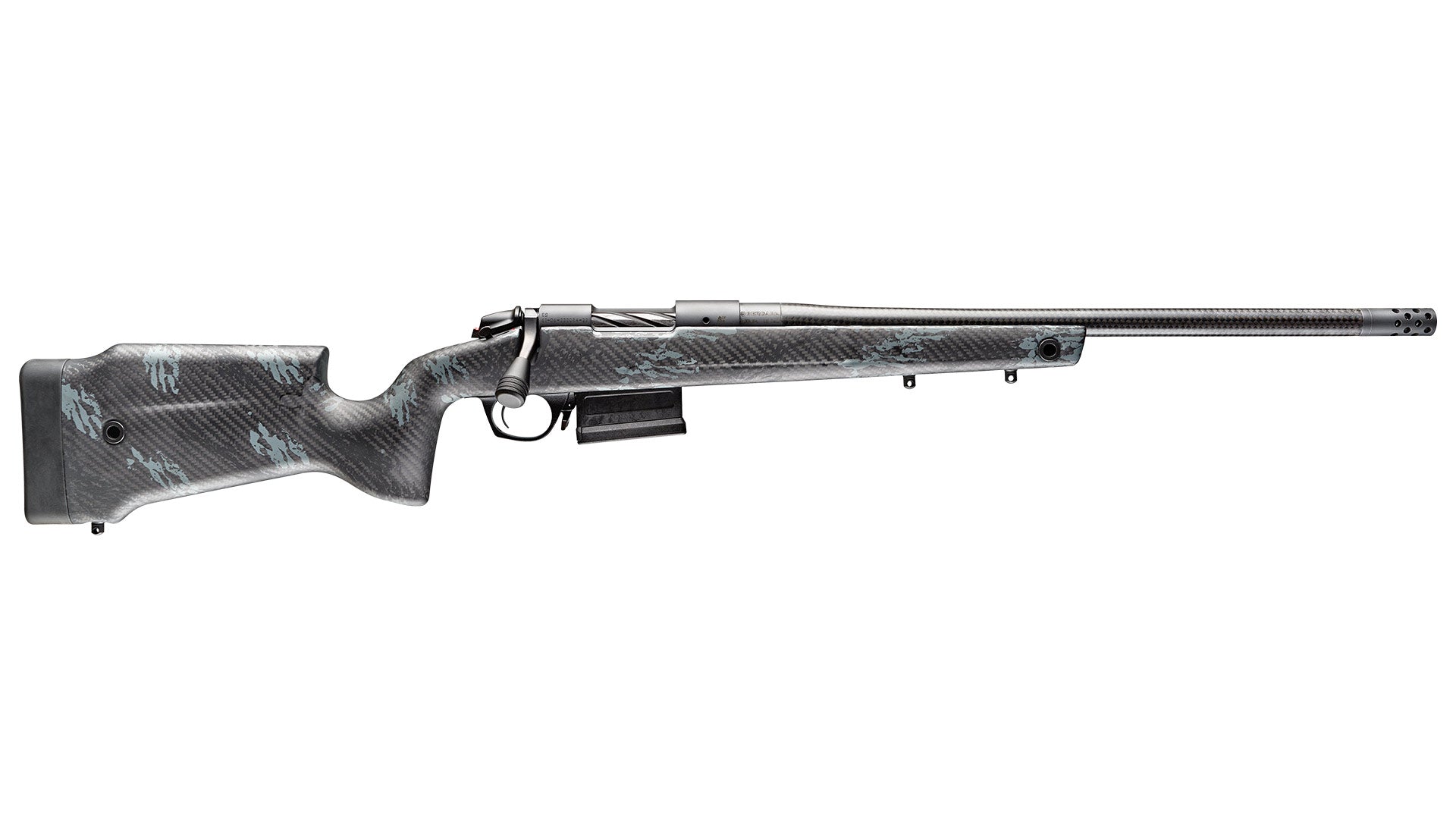 Bergara Rifles B14LM751CF B-14 Crest 300 Win Mag 5+1 22" Sniper Gray Cerakote #5 Contour Threaded Barrel, Sniper Gray Cerakote Steel Receiver, Black & Gray Sponge Fixed Carbon Fiber Stock