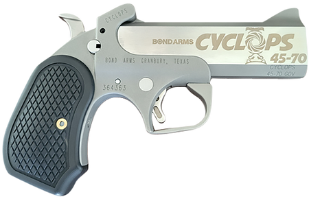 Bond Arms BACY Cyclops 45-70 Gov 1rd Shot 4.25" Stainless Stainless Steel Barrel Matte Stainless Black Extended B6 Resin Grips