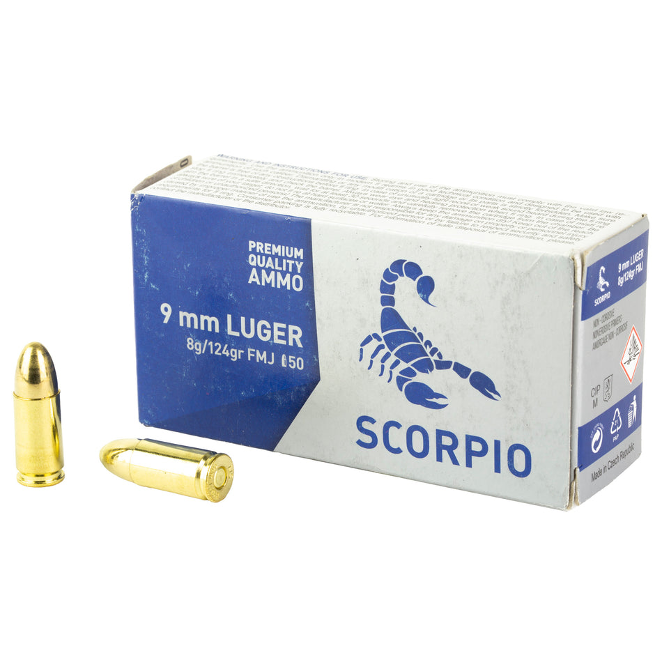STV Technology Scorpio Ammo 9mm Luger Full Metal Jacket (FMJ) 124 Grain
