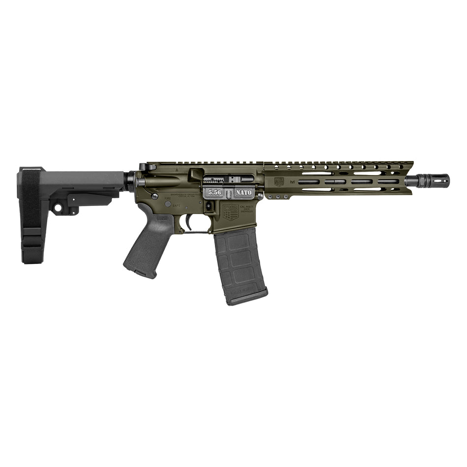 Diamondback DB1916K101 DB15 5.56 NATO 30+1 10" Black Nitride Heavy Threaded Barrel, OD Green Cerakote Picatinny Rail Aluminum Receiver, 9" M-LOK Handguard SB Tactical Brace & Black Magpul MOE Grip