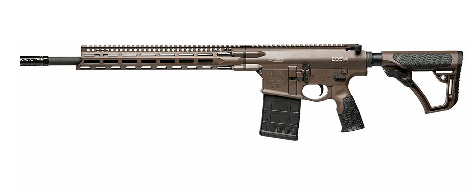 Daniel Defense 0215815060047 DD5 V4 Gen II 7.62x51mm NATO 18" 20+1 Mil-Spec Brown Cerakote Black 6 Position w/SoftTouch Overmolding Stock Black Polymer Grip