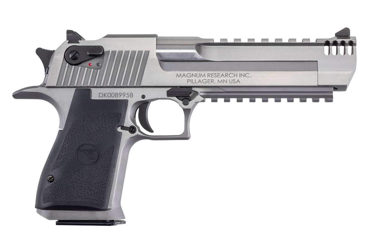 Magnum Research DE357SRMB Desert Eagle Mark XIX 357 Mag 9+1 6" Stainless Steel Barrel, Stainless Steel Serrated Slide, Stainless Steel Frame w/Beavertail & Picatinny Rail, Weaver Top Mount