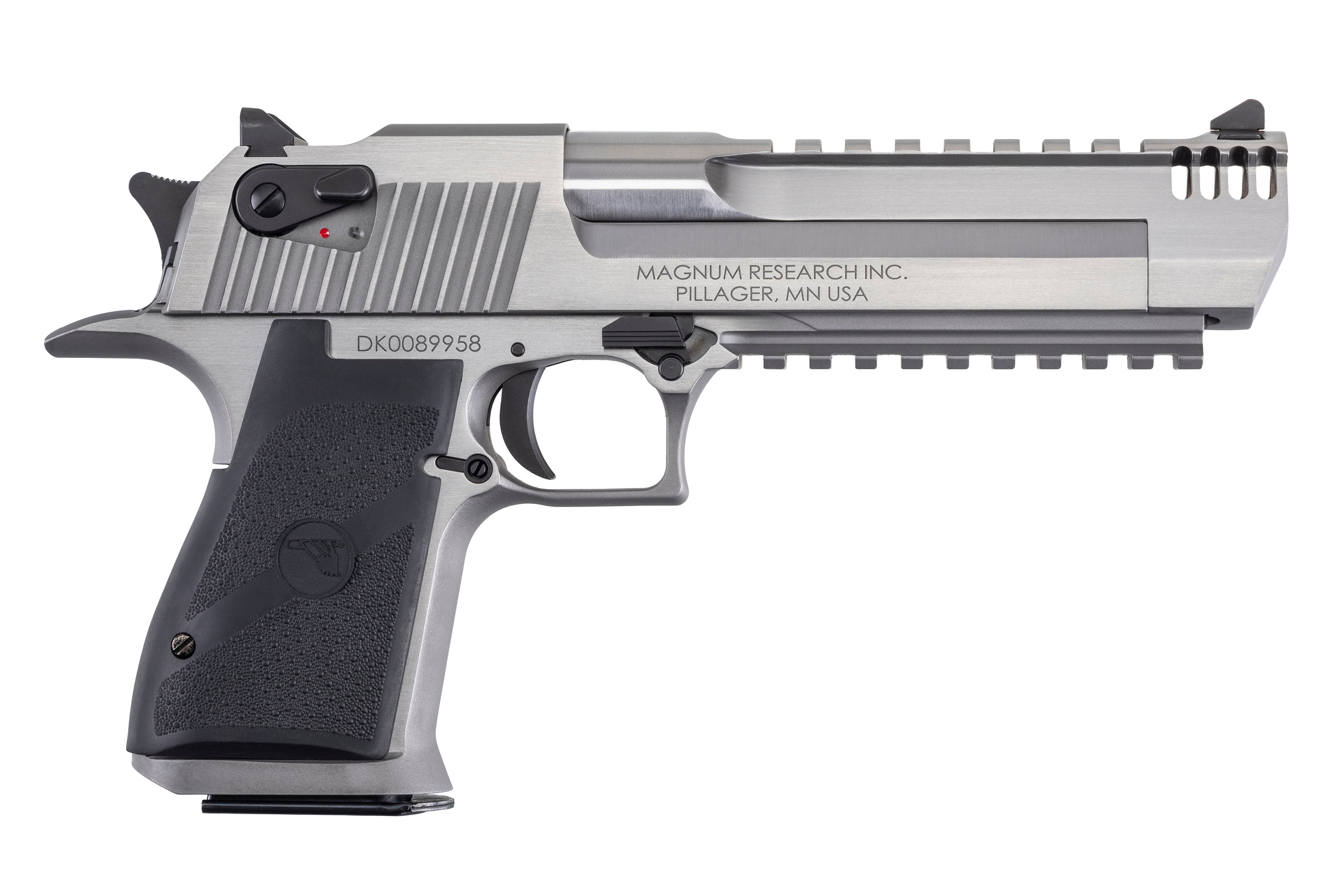 Magnum Research DE357SRMB Desert Eagle Mark XIX 357 Mag 9+1 6" Stainless Steel Barrel, Stainless Steel Serrated Slide, Stainless Steel Frame w/Beavertail & Picatinny Rail, Weaver Top Mount