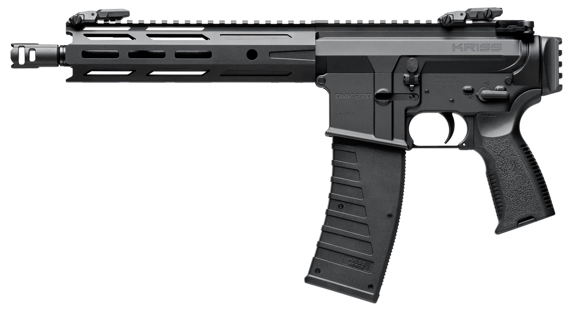 Kriss USA DM22P26BL25 DMK22P 22 LR 25+1 10.50" Black Threaded Barrel, Matte Black Picatinny Rail Receiver, Picatinny Rail Rear, Black Polymer Grip