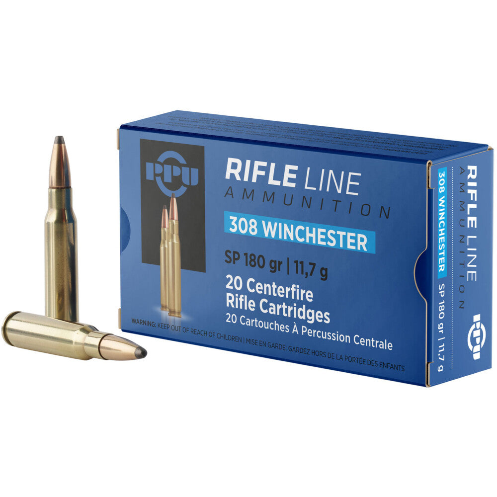 PPU PP3083 Standard Rifle  308 Win 180 gr Soft Point (SP) 20 Per Box/ 10 Cs