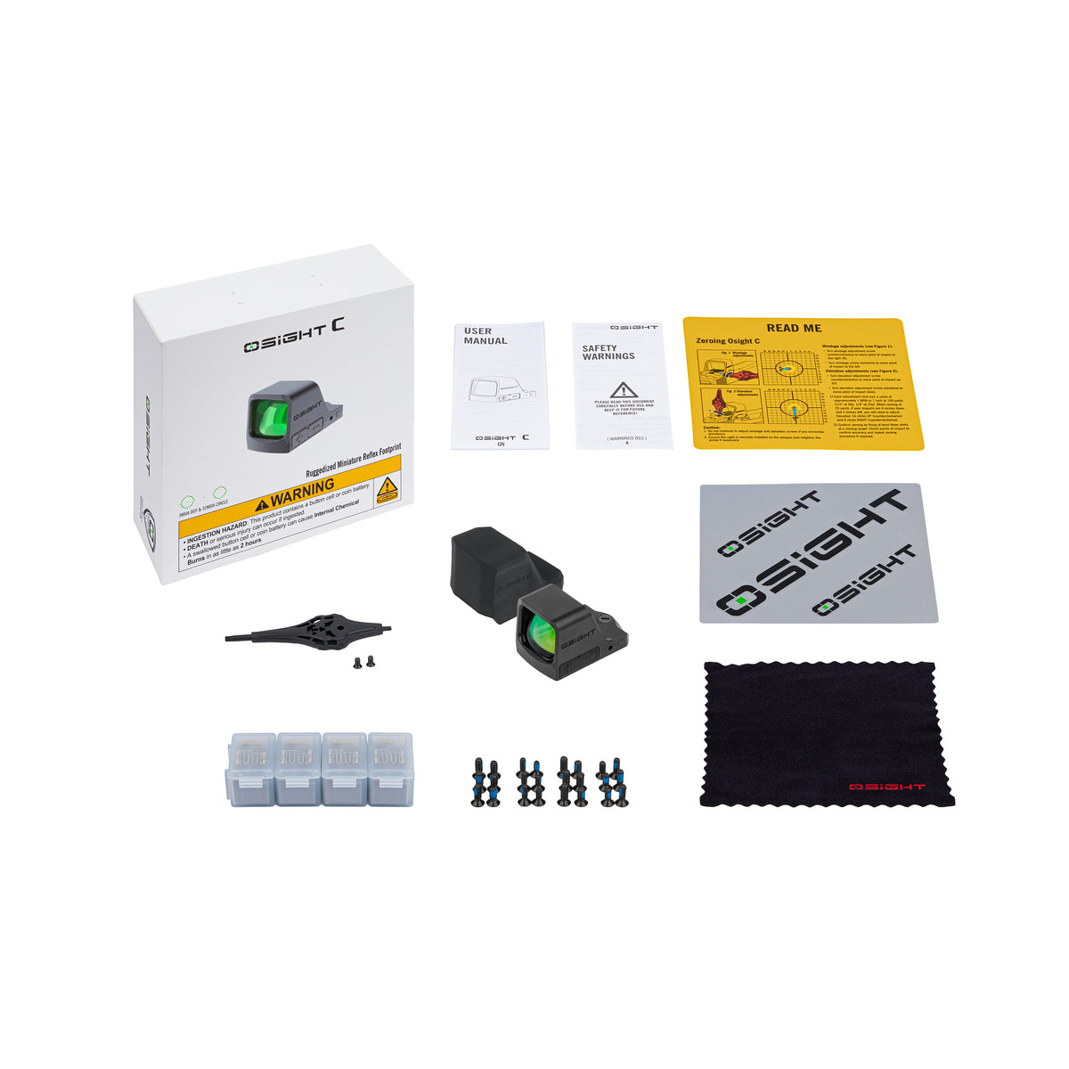 Osight C Open Green Dot Optic 3 MOA/32 MOA Multi-Reticle RMR Footprint Side-Loading Battery