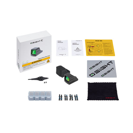 Osight C Open Green Dot Optic 3 MOA/32 MOA Multi-Reticle RMR Footprint Side-Loading Battery